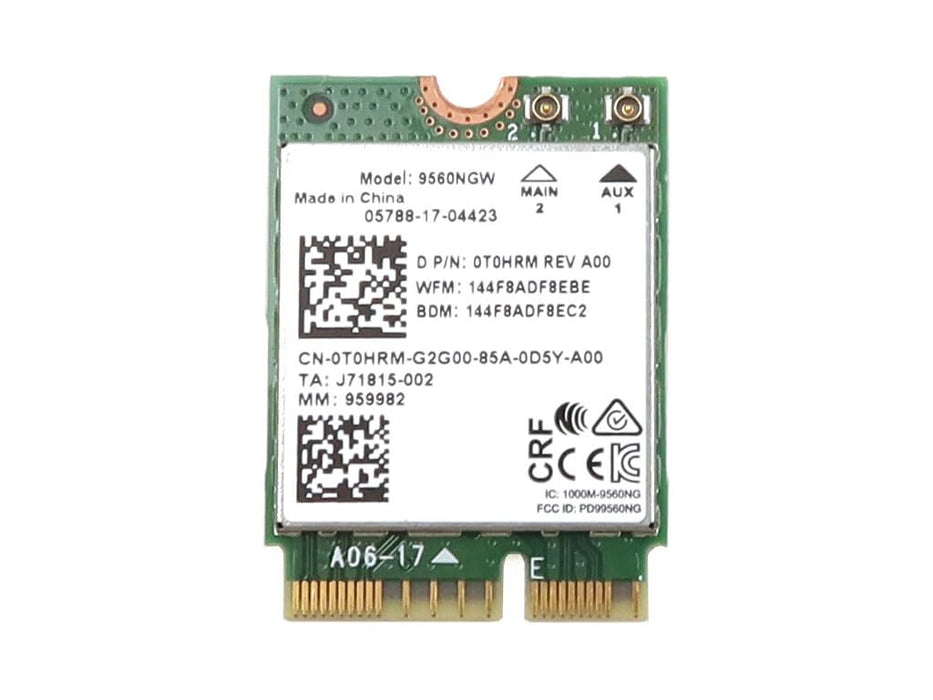 9560NGW Wireless-AC 9560 Dual Band M.2 CNVio 2230 802.11ac WLAN 1.73Gbps Bluetooth 5.1 WiFi Card T0HRM 0T0HRM CN-0T0HRM Compatible Replacement Spare Part for Intel Compatible and Laptop Systems